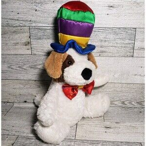 Vintage Plush Beagle Dog Red Bow Tie Rainbow Hat Dan Dee Collectors Choice 9"